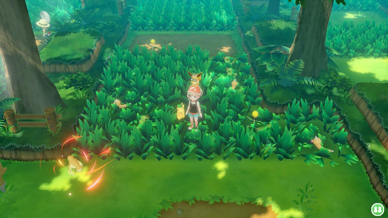 Wilde Pokémon tauchen zwar noch immer im hohen Gras auf, laufen jetzt aber frei über das Gelände. Berührt ihr sie, wird eine Fangsequenz gestartet.