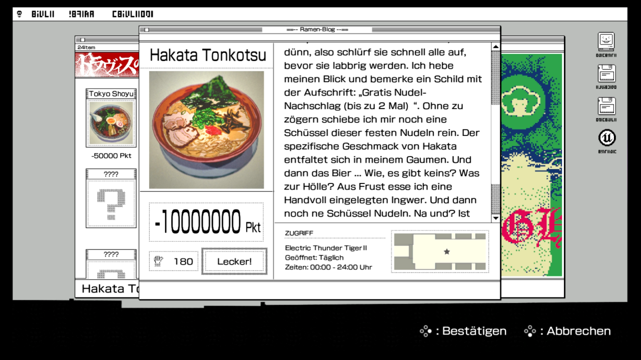 Travis ist riesiger Fan des traditionellen japanischen Nudelgerichts Ramen, deswegen informiert er sich am PC im heimischen Wohnwagen über die Variationen.