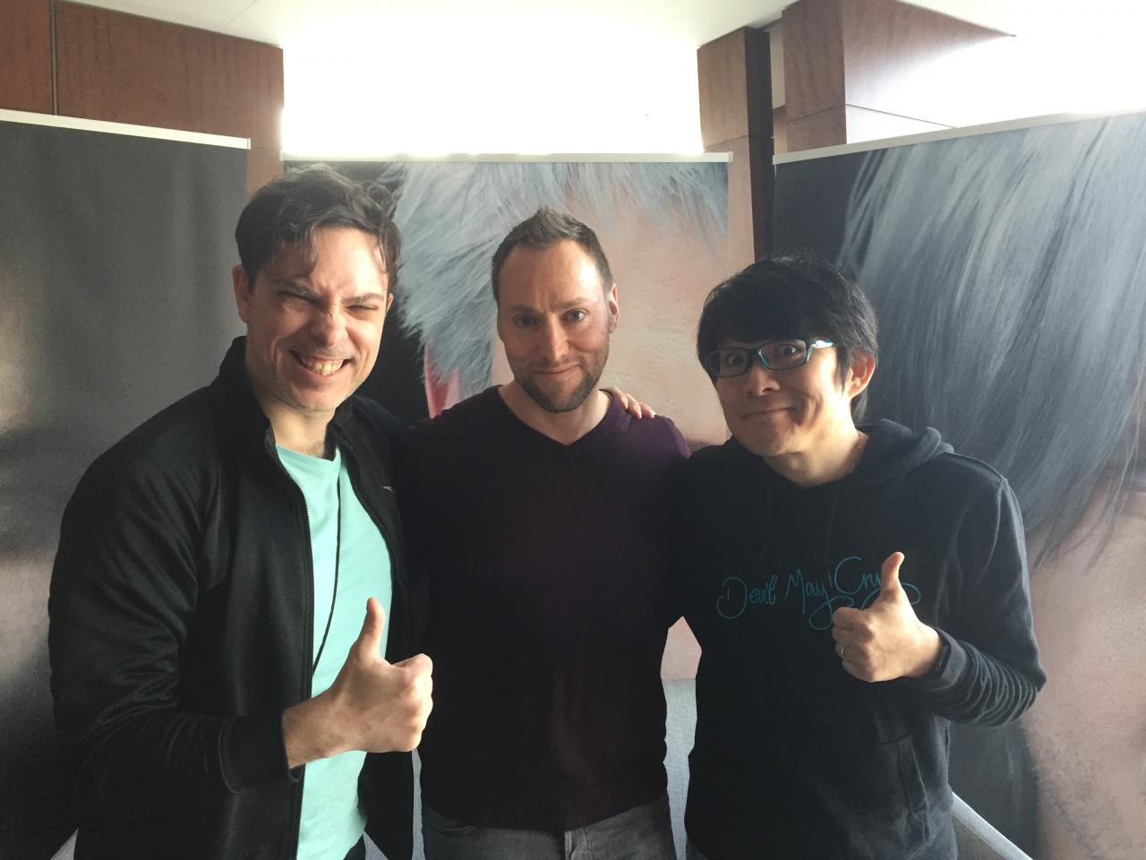 [08/02/2019] Standen Redakteur Andreas Rede und Antwort: Producer Matt Walker&nbsp; (links) und Director Hideaki Itsuno (rechts). 