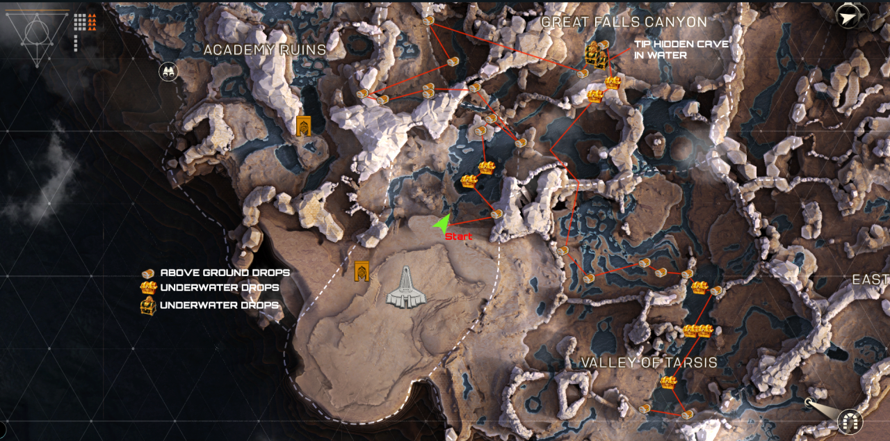 [22/02/2019] Auf dieser Karte des reddit-Users ayerun seht ihr die ideale Farming-Route für Schatztruhen in Anthem.