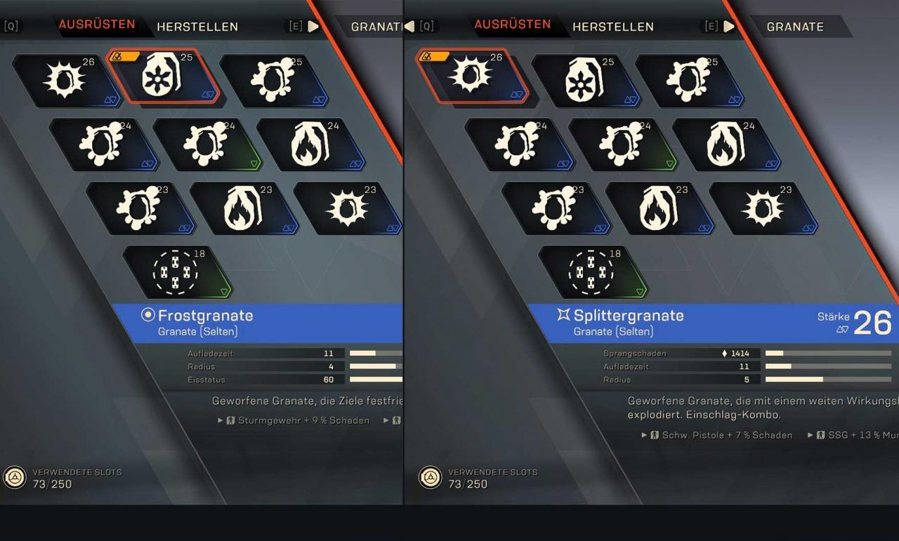 In der Schmiede erkennt ihr Primer an einem kleinen Kreis-Symbol (links), Detonator hingegen an einem kleinen Stern.
