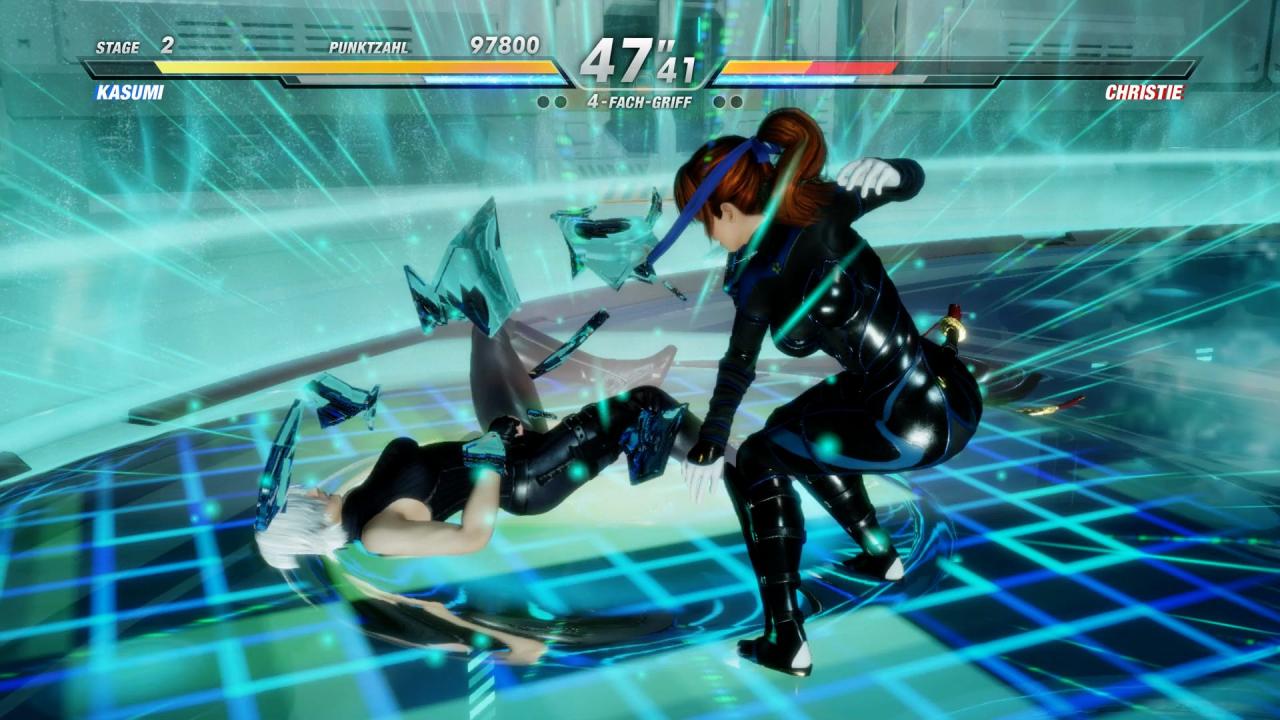 [12/03/2019] Es ist nur ein Wurf auf den Boden, aber er wird zelebriert mit Splittern, Blitzen und Schockwellen. Dead or Alive 6 ist reich an Effekten.