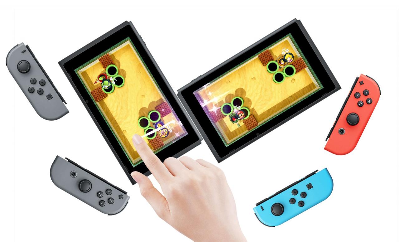 [08/03/2019] Glücklich vereint: Bestimmte Minispiele aus Super Mario Party nutzen die gesamte Bildfläche von zwei miteinander gekoppelten Switch-Konsolen.
