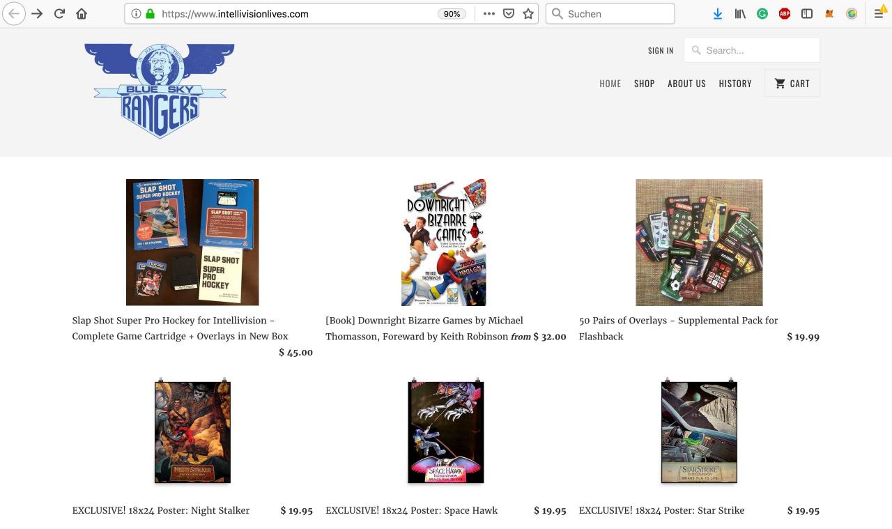 [19/03/2019] Zwei frühere Designer des Systems gründeten 1995 www.intellivisionlives.com. Im Web-Shop findet man heute nebst Merchandise auch das Flashback-Gerät für zehn Dollar – allerdings ohne Controller und Overlays.