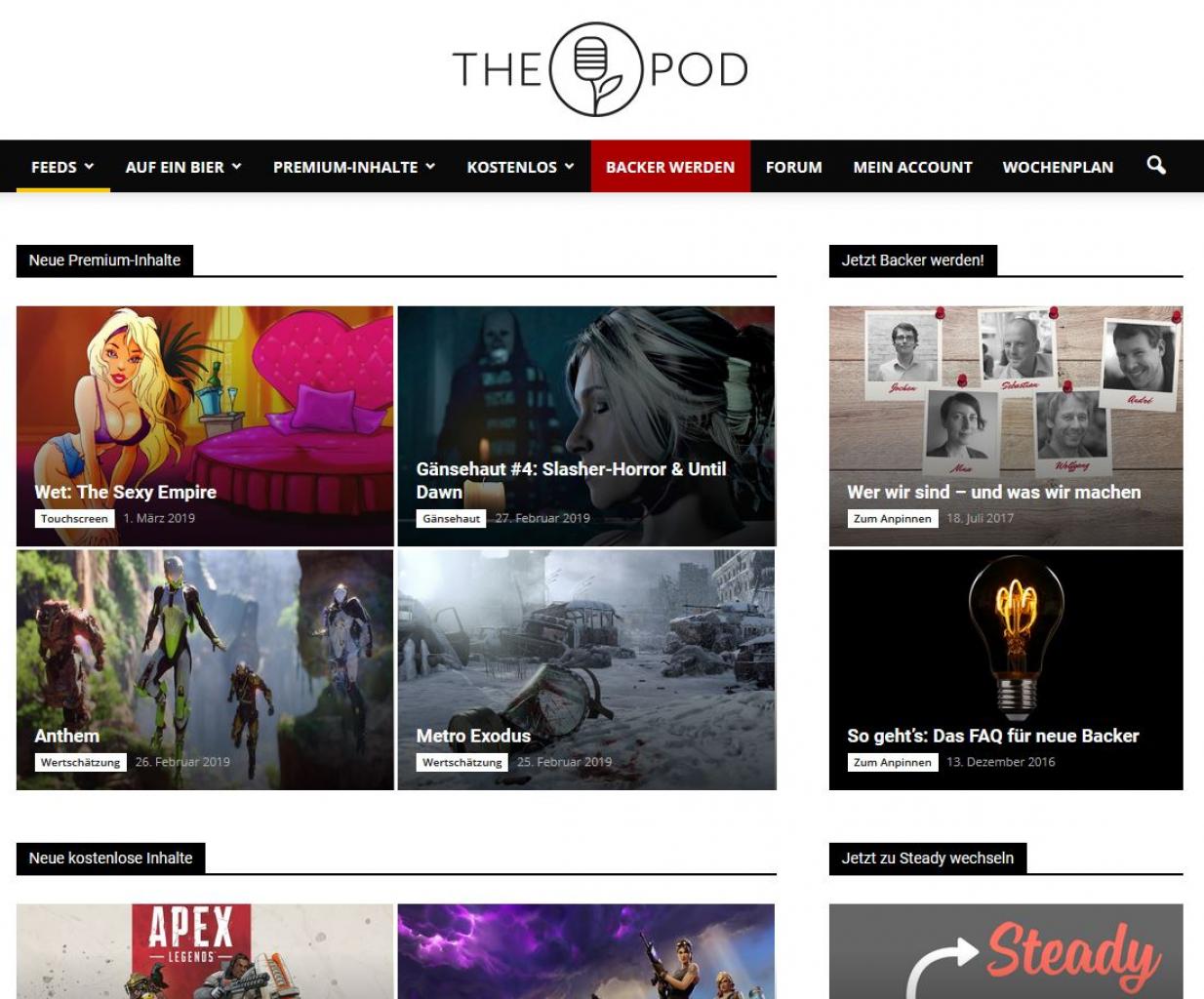 [01/03/2019] Die Homepage von The Pod ist so umfangreich wie die Formate vielfältig sind. Es gibt einen Sendeplan für die jeweils aktuelle Woche.