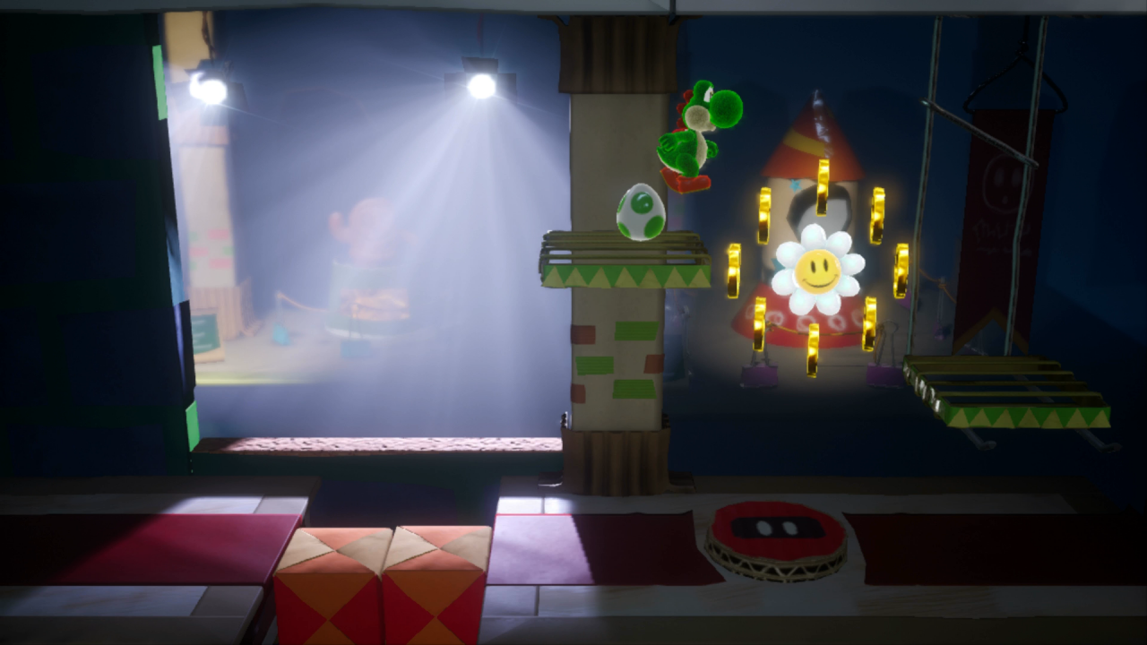 [02/04/2019] Yoshi's Crafted World: Welt 15 - Level 2: Schleicherei-Allerlei:&nbsp;Die erste Blume befindet sich rechts von den Kisten, mit denen ihr weiter nach unten gelangt.&nbsp;&nbsp;&nbsp;&nbsp;&nbsp;