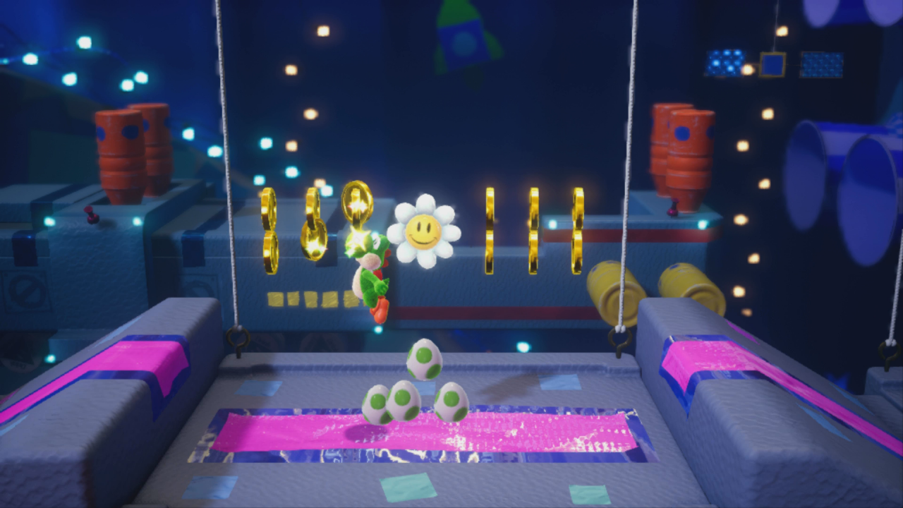 [02/04/2019] Yoshi's Crafted World: Welt 13 - Level 3: Tamtam auf der Raumstation: Nachdem ihr alle Laserschwert-Shy Guys erledigt habt, taucht die fünft Blume auf.&nbsp; &nbsp; &nbsp;