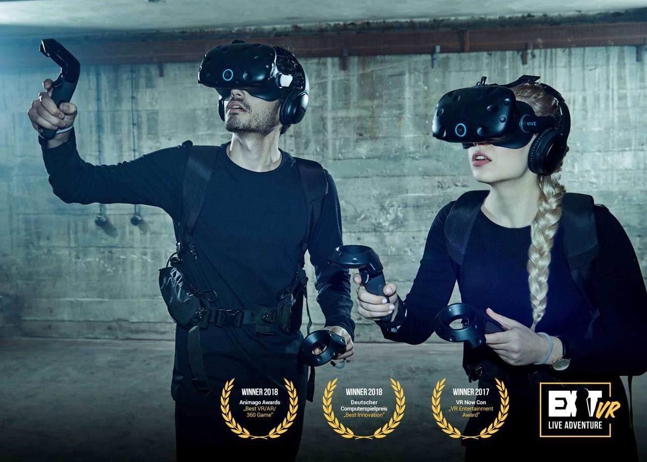 [05/04/2019] Exit VR ist ein Betreiber von Virtual-Reality-Spielhallen und unterhält Standorte in elf Ländern weltweit. In Deutschland dürft ihr euch derzeit an sechs Standorten mit einem Rucksack-PC in maßgeschneiderte VR-Abenteuer stürzen.