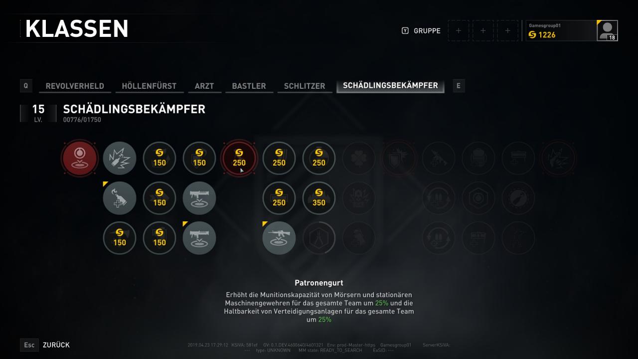 Spielt ihr mit einer der sechs Klassen, erhaltet ihr dafür Erfahrungspunkte. 