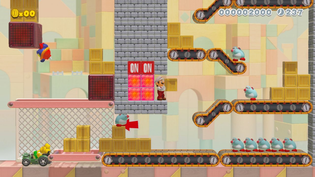 [28/05/2019] Unzählige neue Items erlauben viel mehr Gestaltungsspielraum als im ersten Super Mario Maker; so gut wie alles, was auf siesem Bild zu sehen ist, ist neu mit dabei.