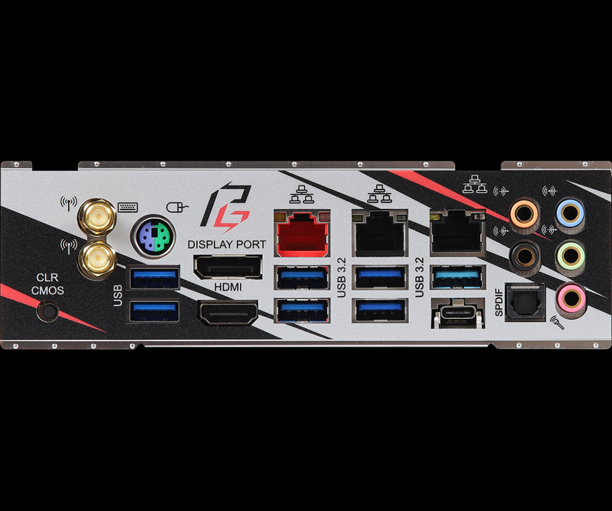 [16/05/2019] Anschlüsse eines ASRock Z390 Phantom Gaming X inklusive Slotblech