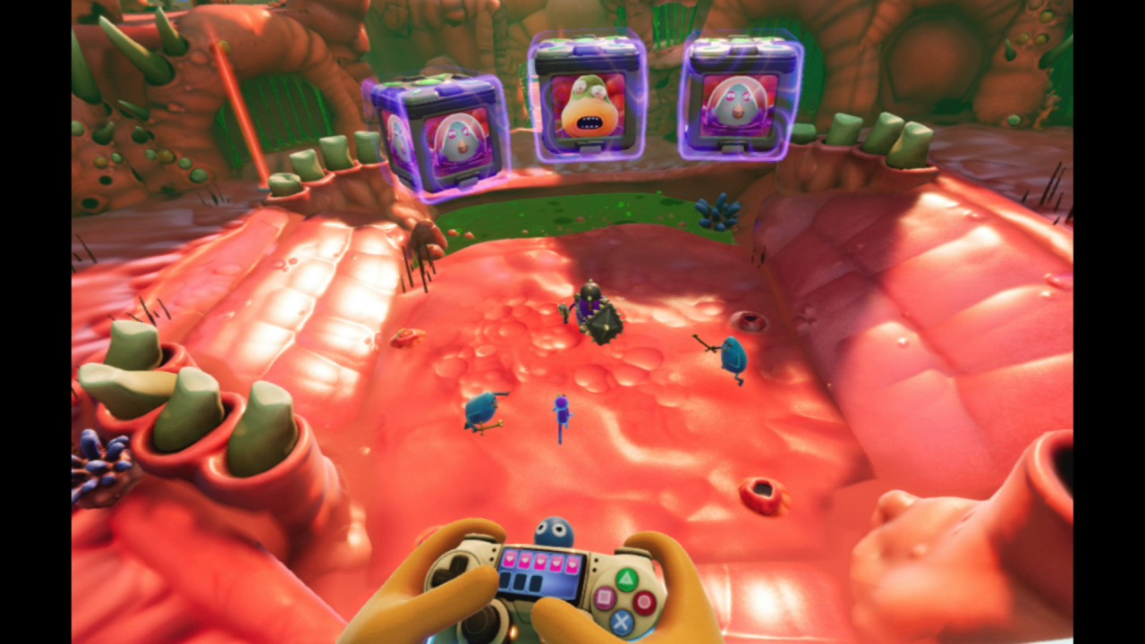 [19/06/2019] Mittels eines Gamepads steuert euer Chairiopian sämtliche Bewegungen des lila Helden Trover.