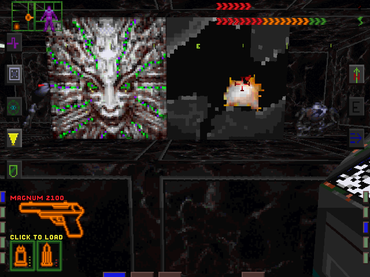 [07/06/2019] Die Computer-KI SHODAN feiert sich gerne selbst – ihr Konterfei ist immer wieder auf in der Spielwelt verteilten Bildschirmen zu sehen.