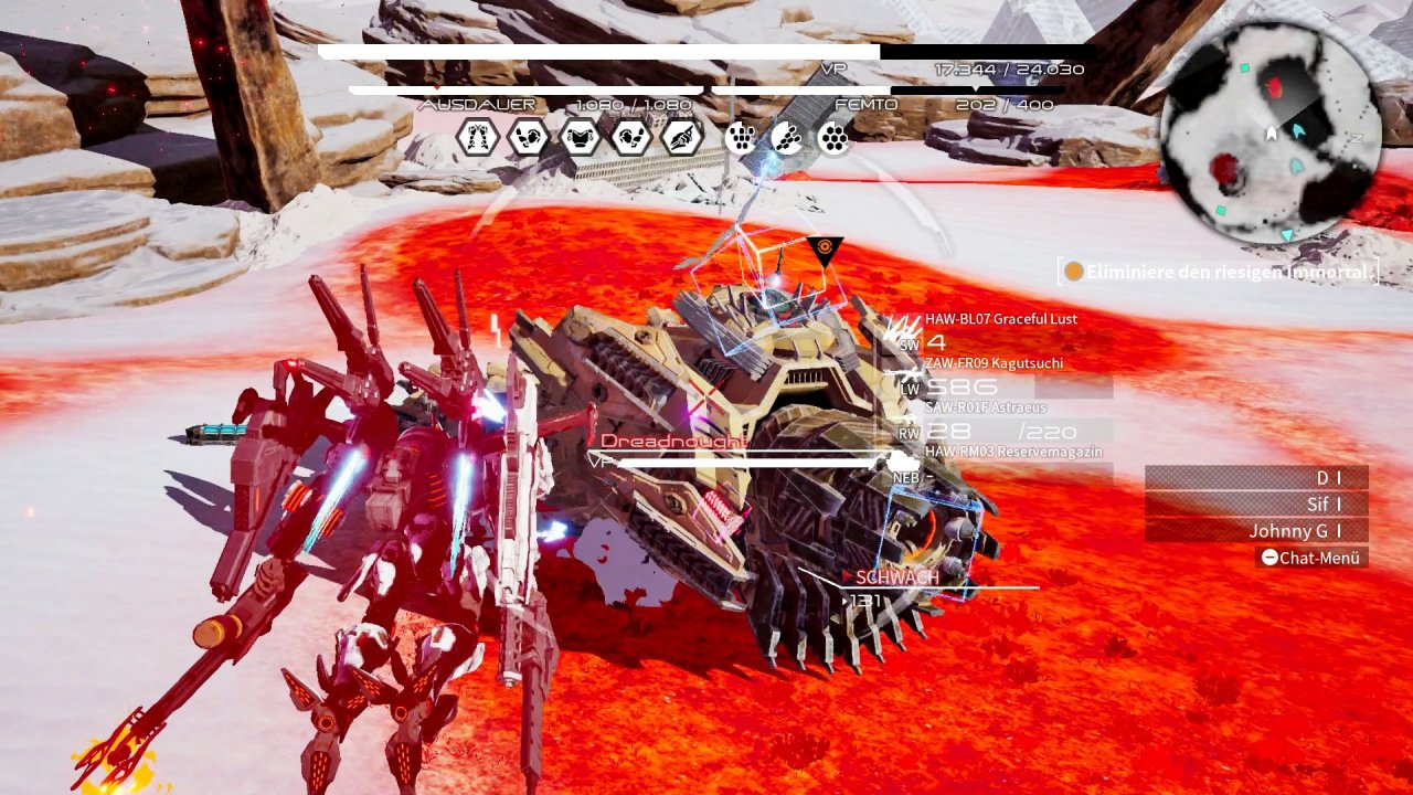[29/07/2019] Am Ende der Demo stellten wir uns dem Dreadnought, einem riesigen Boss, der verbotene Mengen an Schaden einstecken konnte.