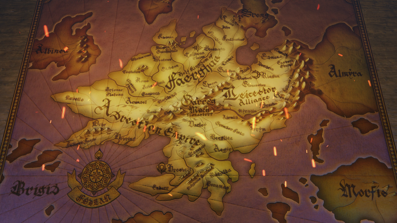 [26/07/2019] Der Kontinent Fódlan ist in drei verschiedene Reiche geteilt: Das Heilige Land Faerghus, das Kaiserreich Adrestia und die Allianz von Leicester.