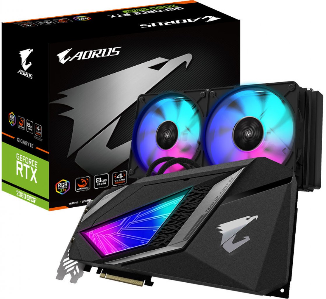 [31/07/2019] Die Nvidia GeForce RTX 2080 Super erschien im Juli 2019 - dieses Modell ist eine Gigabyte Aorus mit einer Luft- und Wasserkühlung-Kombination