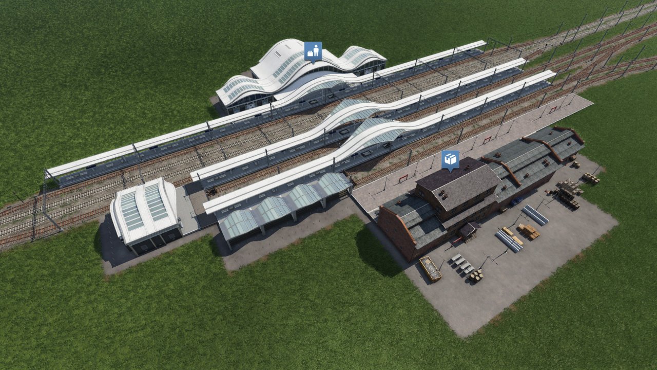 [05/07/2019] Die neue modulare Bauweise erlaubt solch einen Bahnhof mit Kombination aus Kopfbahnhof, Durchgangsgleisen und Güterabfertigung.