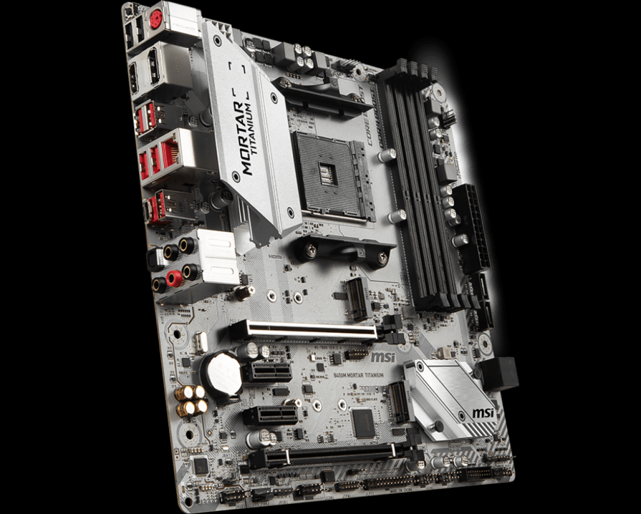 [02/08/2019] Unser neues Mainboard: Das MSI B450M Mortar Titanium kostete uns knapp 100 EUro, derzeit steigen die Preise aber.