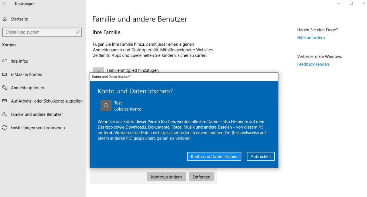 [07/10/2019] Letzter Schritt beim Löschen eines Kontos