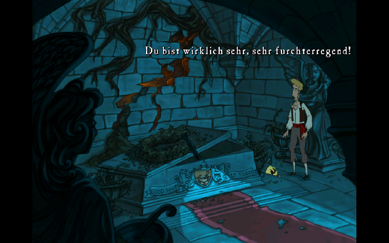 [18/10/2019] Die Dialoge mit Totenkopf Murray sind teils zum Brüllen komisch. Er wäre so gern gruselig, doch Guybrush nimmt ihn einfach nicht ernst. &nbsp;