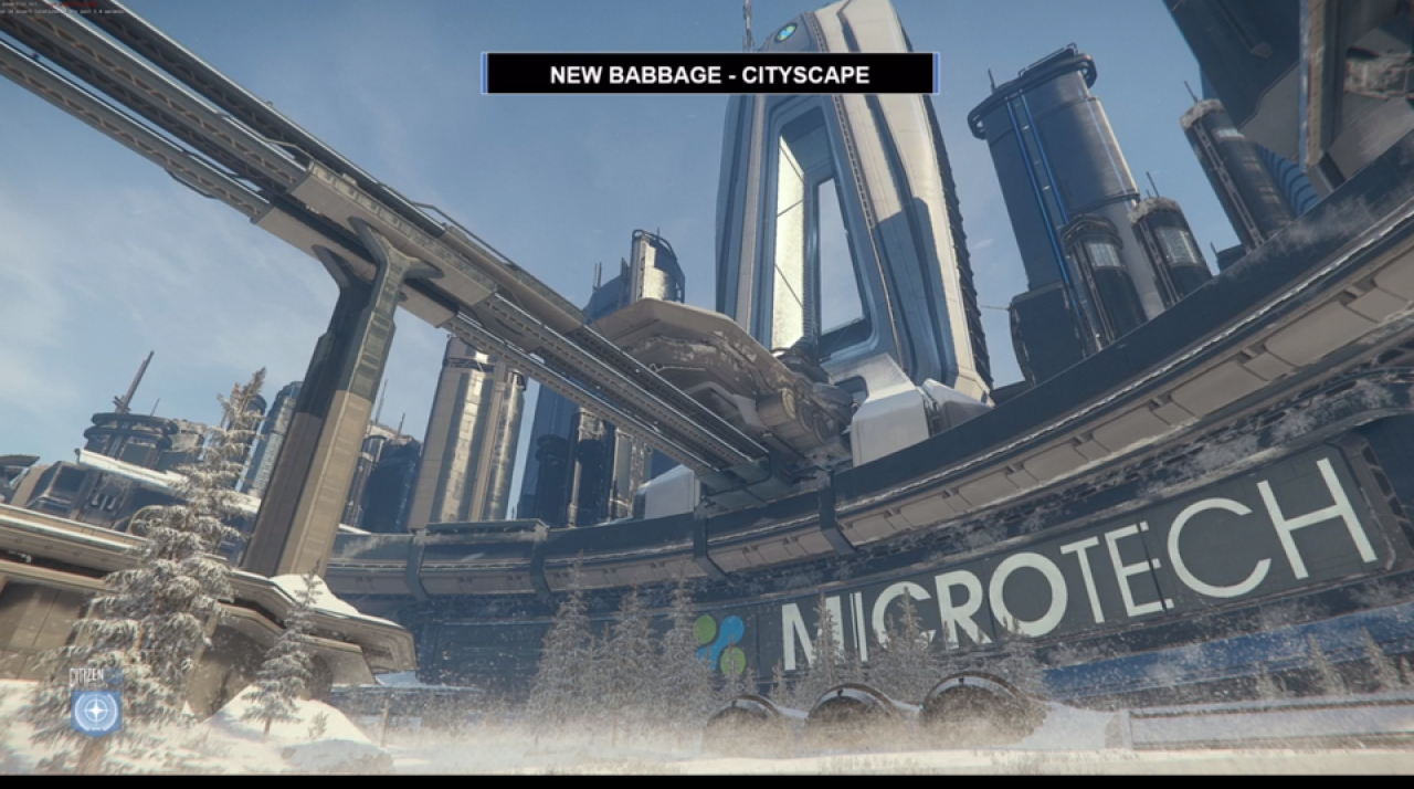 Ausblick auf die Stadt New Babbage auf microTech