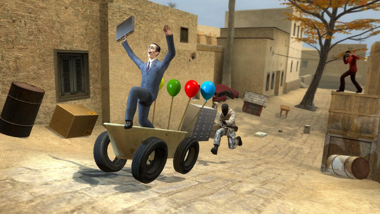 [19/12/2019] Lasst eurer Fantasie freien Lauf: Ein an Luftballons baumelnder Bollerwagen mit dem G-Man als Steuermann? Gar kein Problem! GMod bietet seit 15 Jahren eine Menge an Optionen.