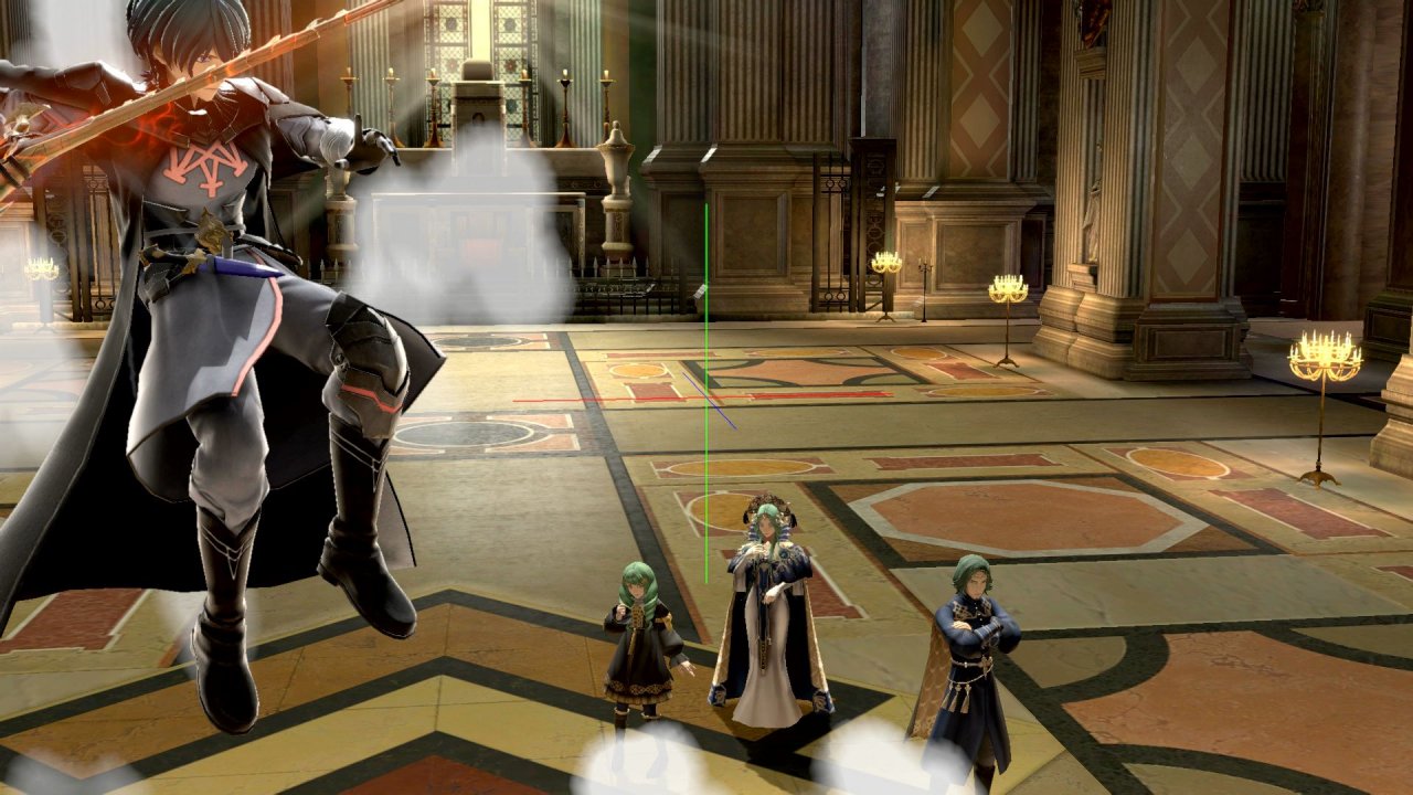 [30/01/2020] Die Stage ist Smash-üblich extrem detail- und der Vorlage getreu gestaltet. Im Hintergrund finden sich diverse Fire-Emblem-Figuren.