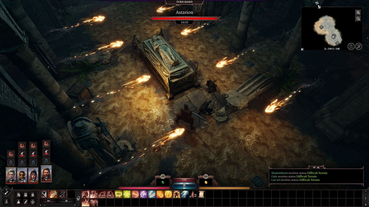 [26/02/2020] Solch ein Raum voller Fallen ist prädestiniert für einen schnellen Tod der gesamten Gruppe. Gut, dass wir jederzeit in den Rundenmodus wechseln können und bekannte Tricks aus Divinity: Original Sin noch funktionieren.