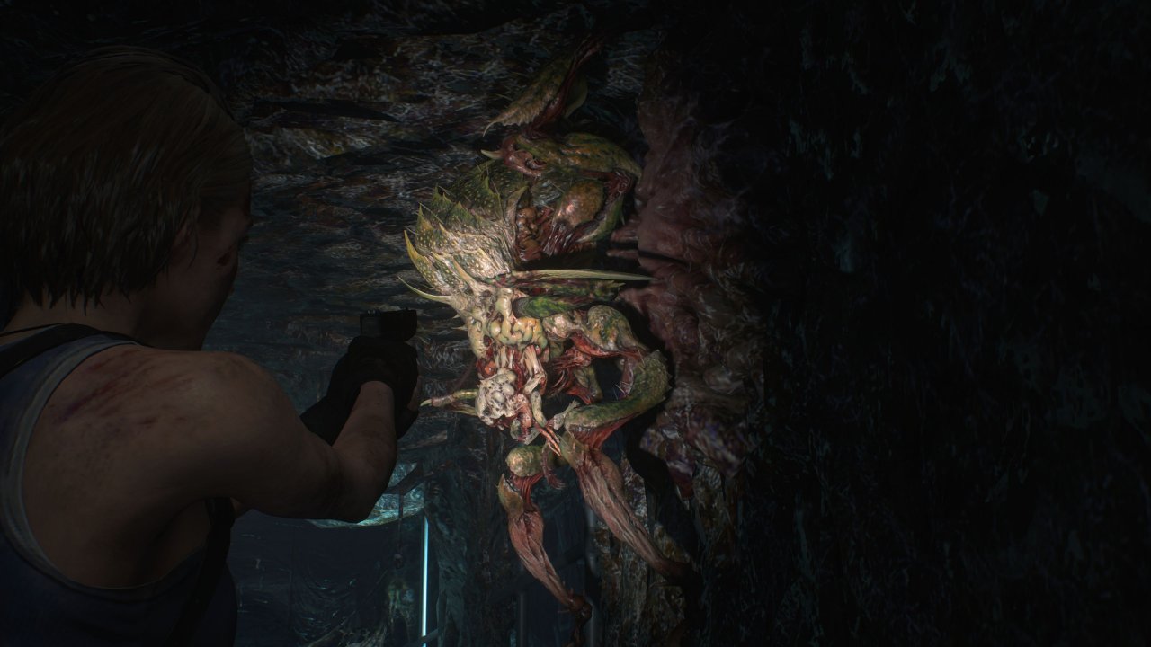 [24/02/2020] Resident Evil 3 ist teilweise purer Terror. Hier muss Protagonistin Jill schnell durch das verwinkelte Nest dieser possierlichen Tierchen kommen.
