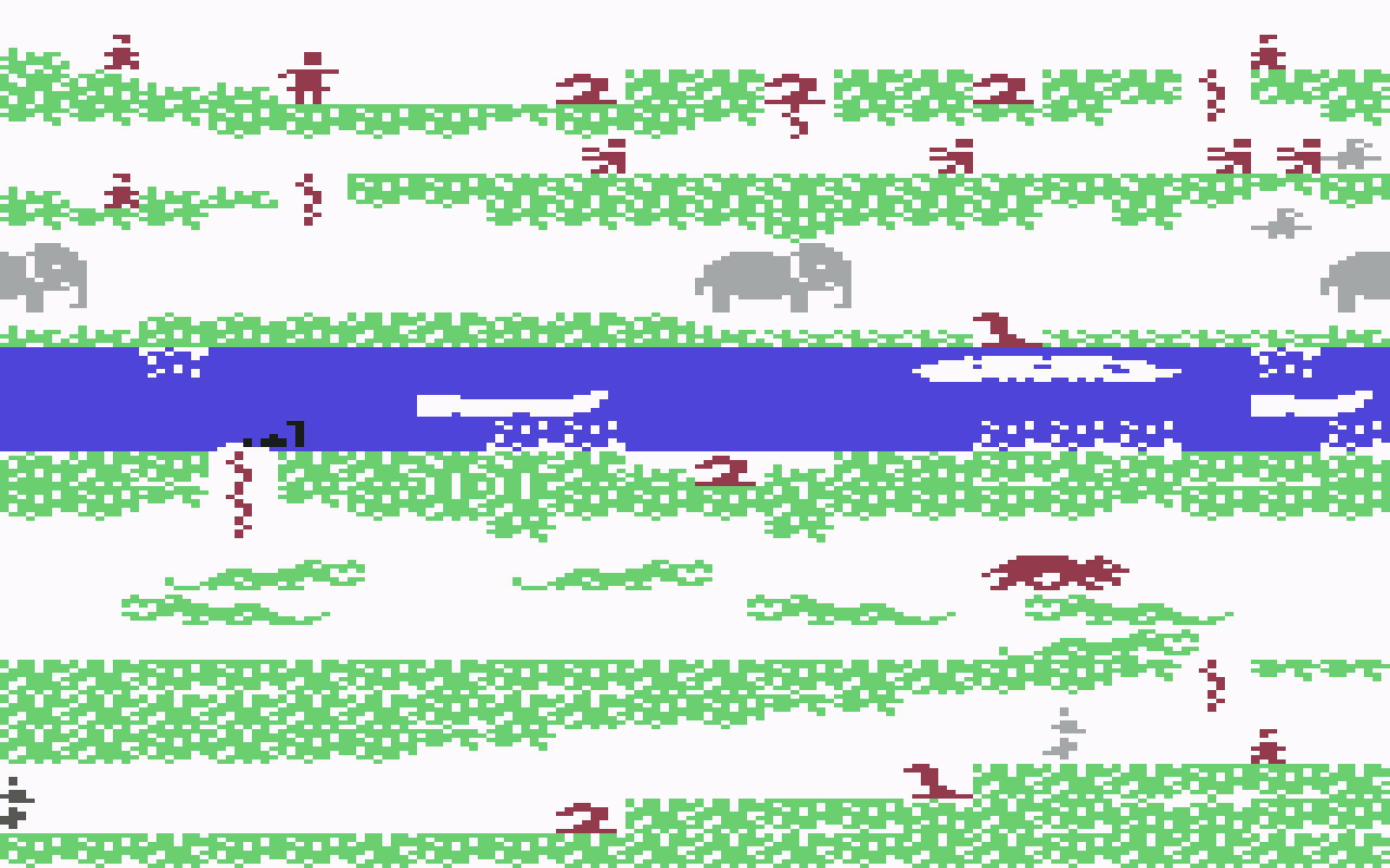 [27/02/2020] Im Sid-Meier-Frühwerk Floyd of the Jungle von 1982 gilt es, ein im Dschungel verloren gegangenes Mädchen zu finden und dabei nicht von wilden Tieren gefressen zu werden. Zwei Rivalen der Spielfigur – Floyd und George – versuchen dies ebenfalls.