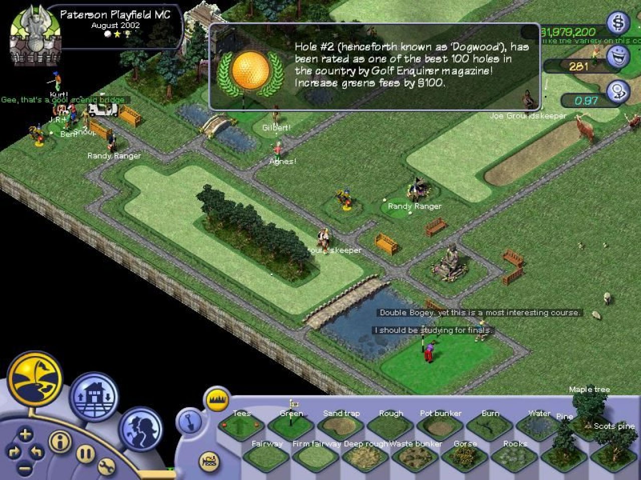 [27/02/2020] In Sid Meier's SimGolf (2002) stampft ihr einen Golfkurs aus dem Boden, verwaltet die Anlage und fordert andere Golfer zum Duell heraus. Sid Meier und Die-Sims-Erfinder Will Wright schlossen sich für das Projekt kurz, was auch erklärt, warum das Interface sehr an die Lebenssimulation erinnert.