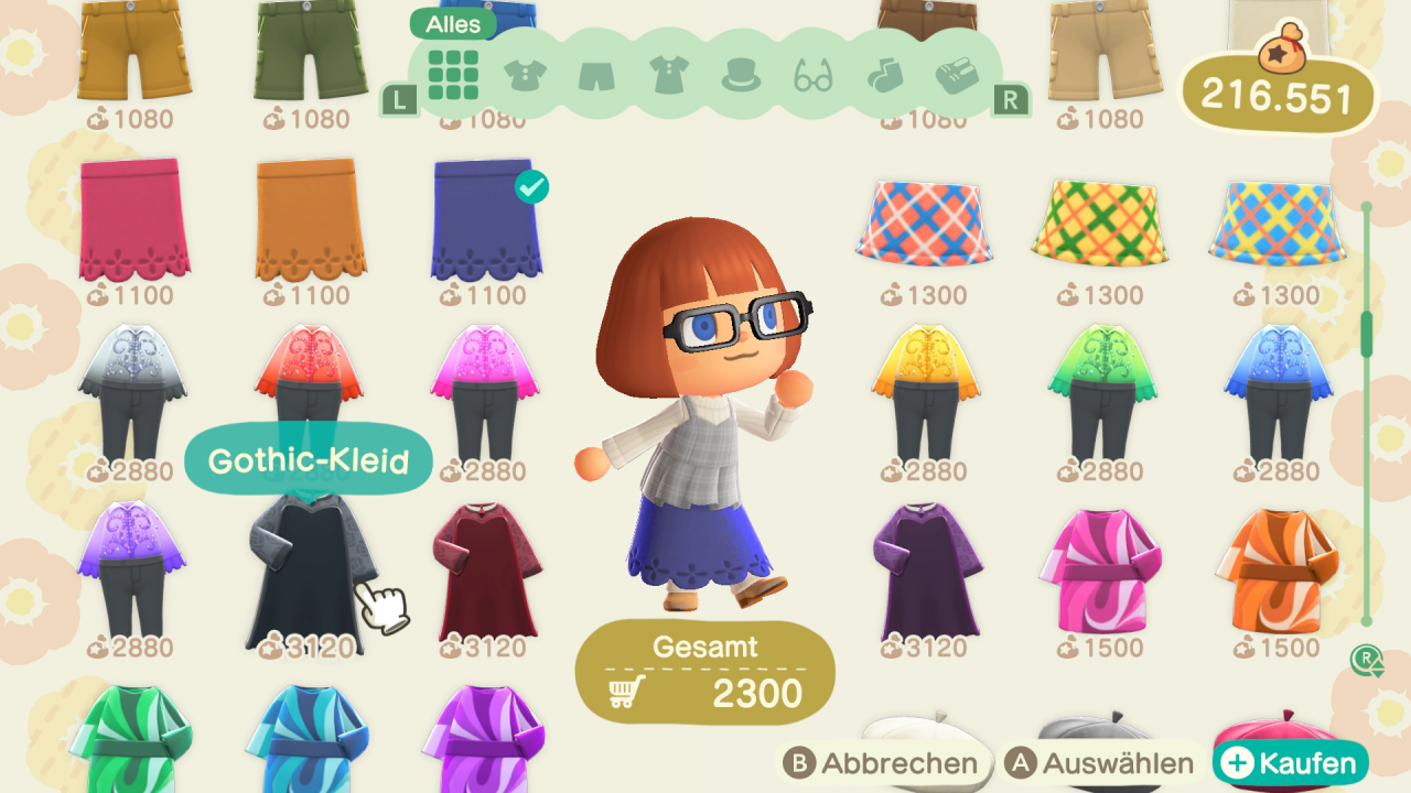 In der Umkleidekabine der Schneiderei stattet ihr euch mit neuen Outfits aus.