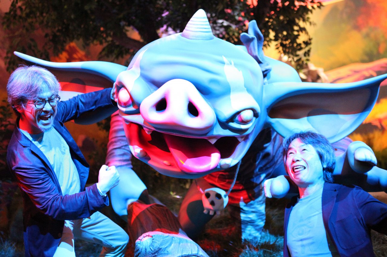 [03/03/2020] Produzent Eiji Aonuma und Zelda-Erfinder Shigeru Miyamoto am Nintendo-Stand auf der E3 2016. Breath of the Wild war dort zum allerersten Mal anspielbar und sackte später zahlreiche Show-Awards ein.