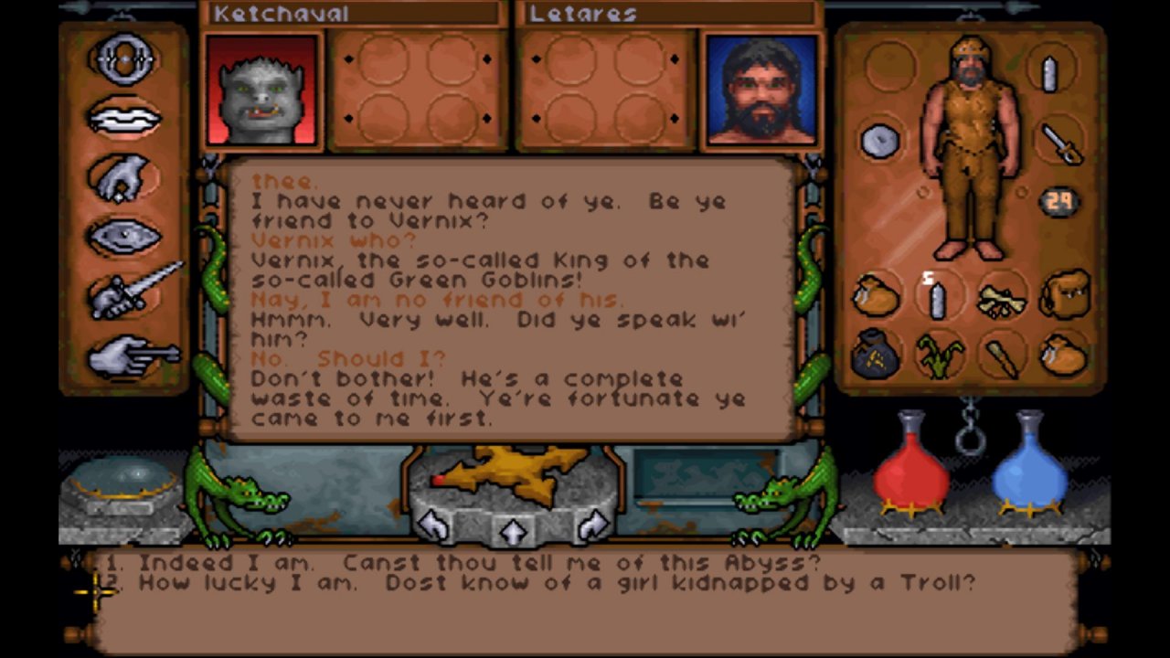 [30/04/2020] Die Dialoge mit den zahlreichen NPCs basieren auf einem Multiple-Choice-System. Je nachdem, wie ihr euch im Gespräch verhaltet, reagieren die Dungeon-Bewohner anders auf euch. &nbsp;