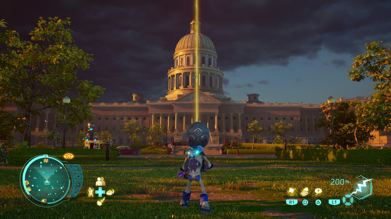 [30/07/2020] Destroy All Humans! wurde mit Hilfe der Unreal Engine 4 fit für das Jahr 2020 gemacht. Vor allem die Spielwelt sieht dank des Comiclooks echt schnieke aus.