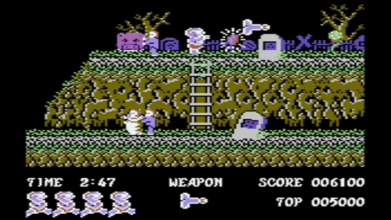 [16/07/2020] Sexy Ghost 'n' Goblins ist ein „Hack“ des Klassikers Ghost 'n' Goblins (1986), also quasi eine Mod. Monster und Zombies mit Penissen zu bewerfen, erregt ungemein. (Bild: C64)