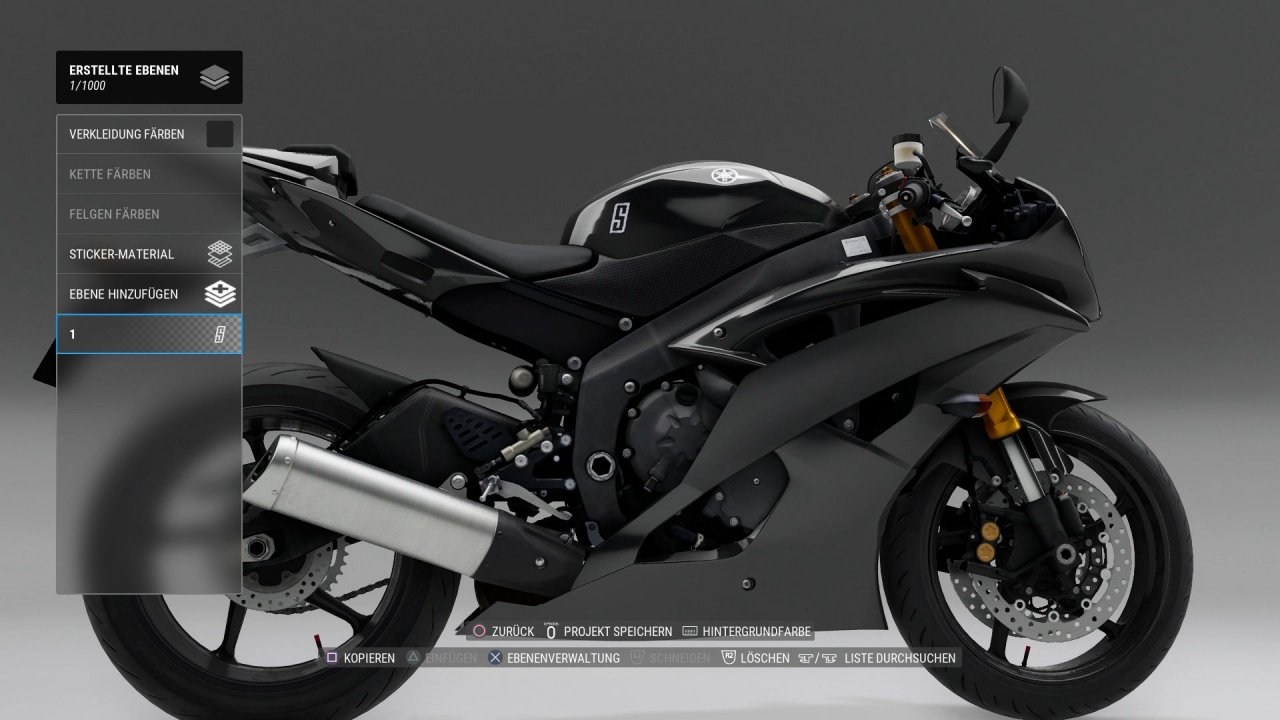 [30/09/2020] Im Editor können wir neben unseren Helmen auch unser Motorrad umdesignen.