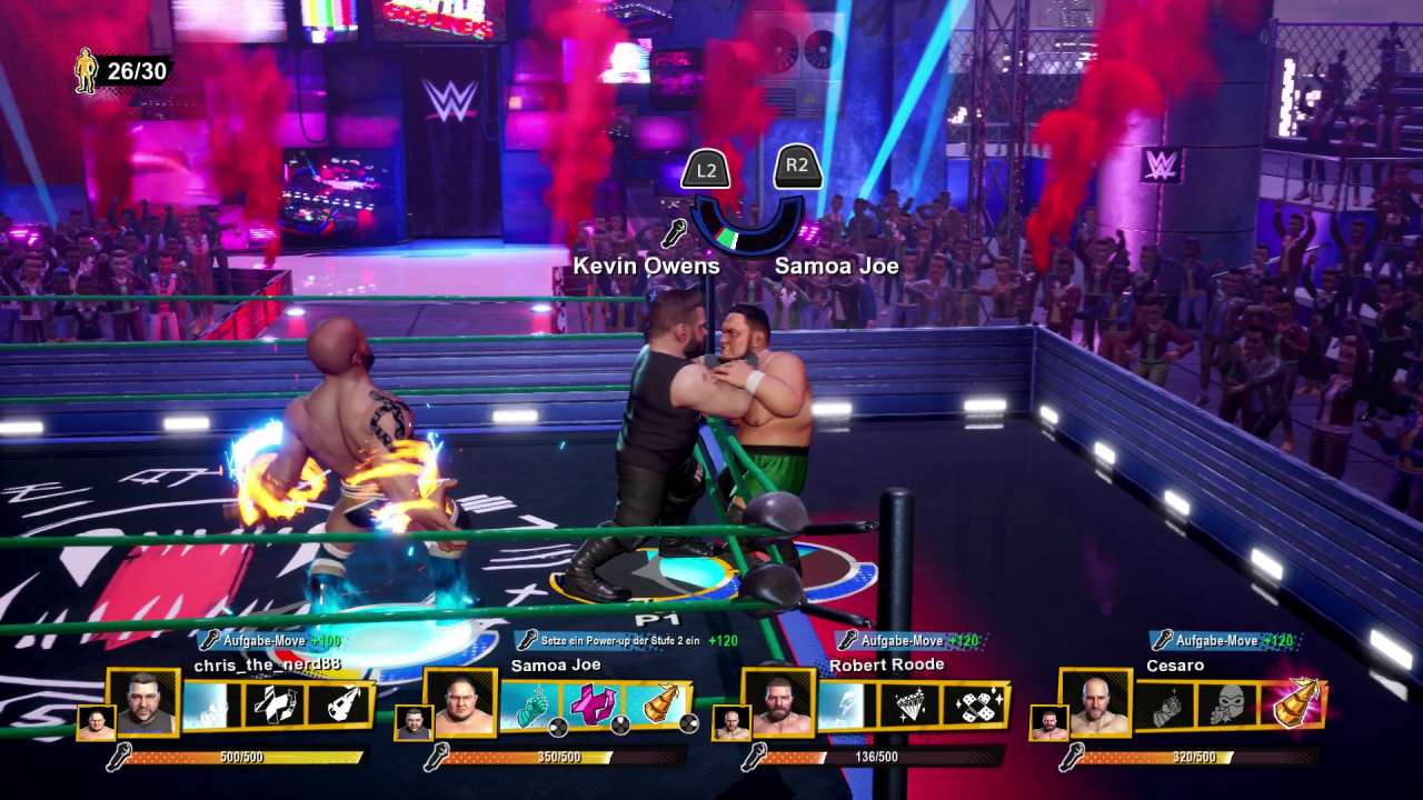 [25/09/2020] Es stehen einige Match-Varianten zur Auswahl, Gauntlet- oder Royal-Rumble-Matches sind jedoch wegen der geringen Move-Anzahl auf Dauer ziemlich ermüdend.