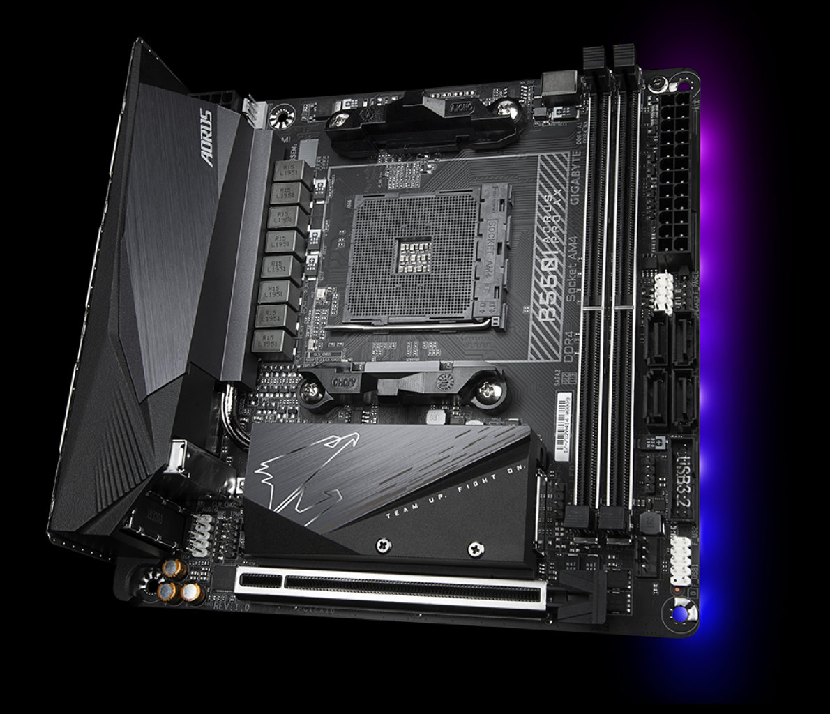[16/10/2020] Gigabyte B550I Aorus Pro AX - Mini-ITX-Platine für AMD-CPUs mit dem Sockel AM4 und auch für Ryzen 5000 geeignet.