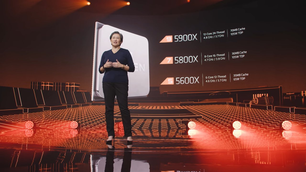 [09/10/2020] Übersicht zu den AMD Ryzen-Modellen 5600X, 5800X und 5900X aus dem Keynote-Video.