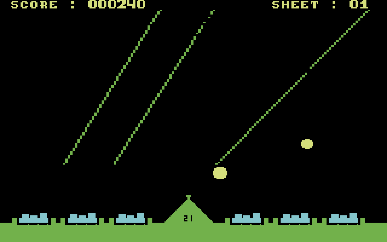 [30/10/2020] Im Spielhallen-Hit Missile Command von 1980 mussten die Spieler auf eine Stadt einprasselnde Raketen abwehren.