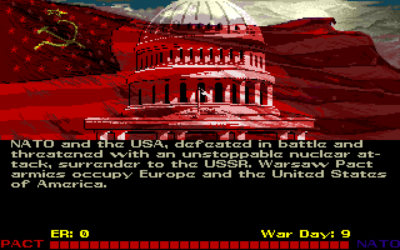 [30/10/2020] Versagt ihr in der finalen Mission von Red Storm Rising, übernimmt das Bündnis des Warschauer Pakts Europa und die Vereinigten Staaten. Die eigene Spielfigur landet als Kriegsgefangener hinter Gittern.