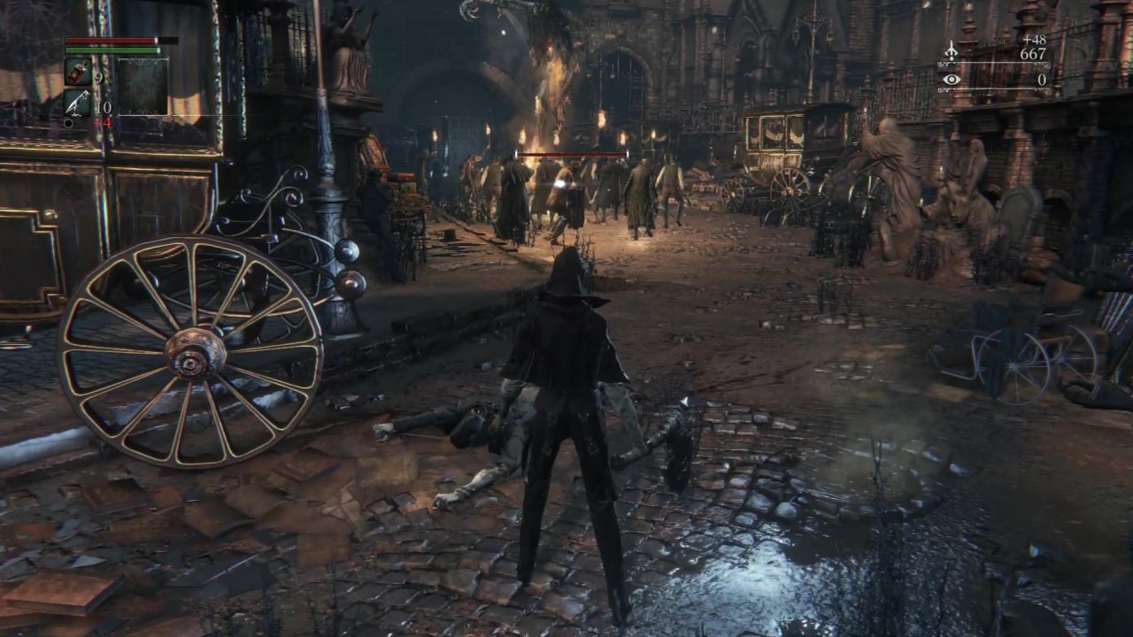 [27/11/2020] Zu Beginn von Bloodborne musste man sich durch eine Meute wildgewordener Stadtbewohner kämpfen.
