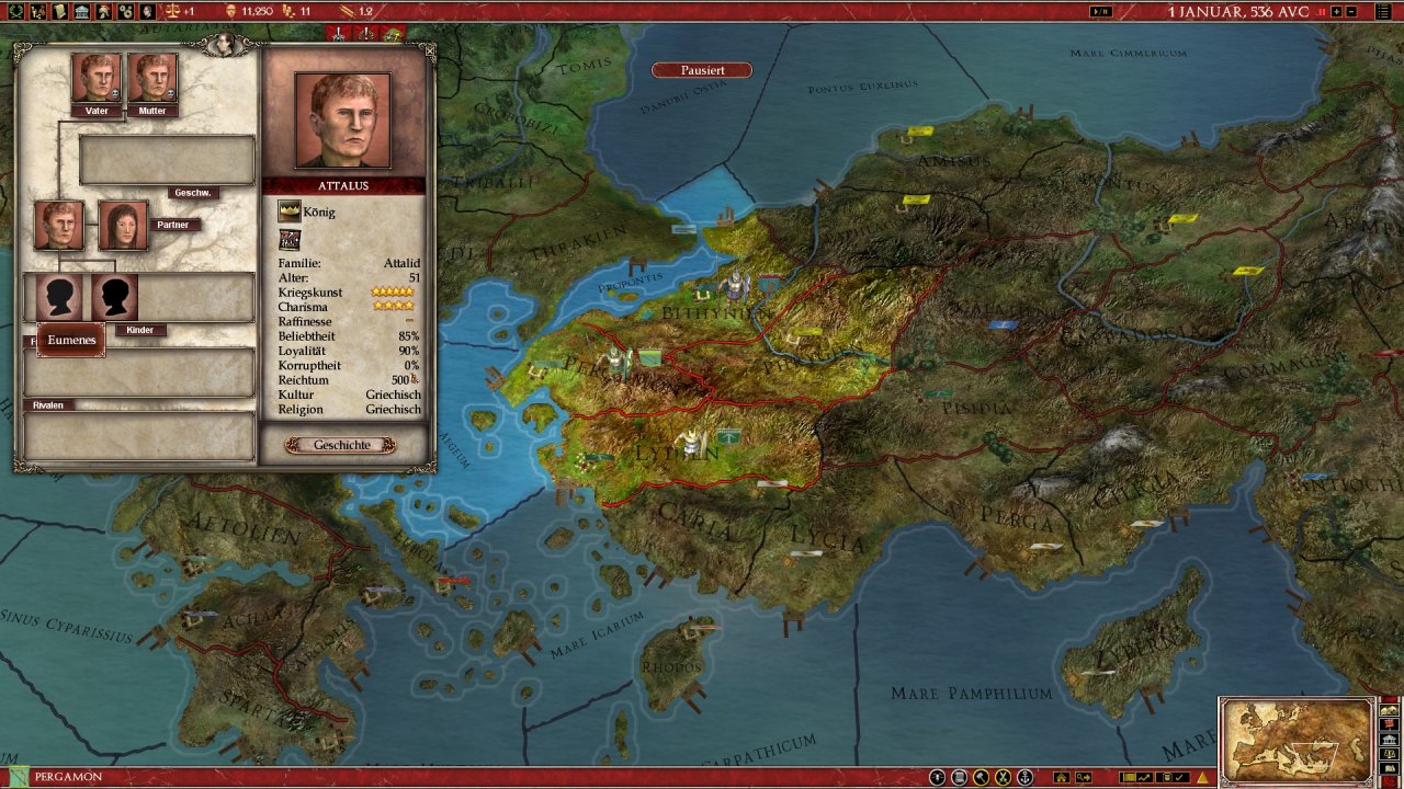 [05/11/2020] Europa Universalis: Rome simulierte ganze Dynastien und Familien, die man sich schön übersichtlich in Form eines Stammbaums anzeigen lassen konnte. &nbsp;
