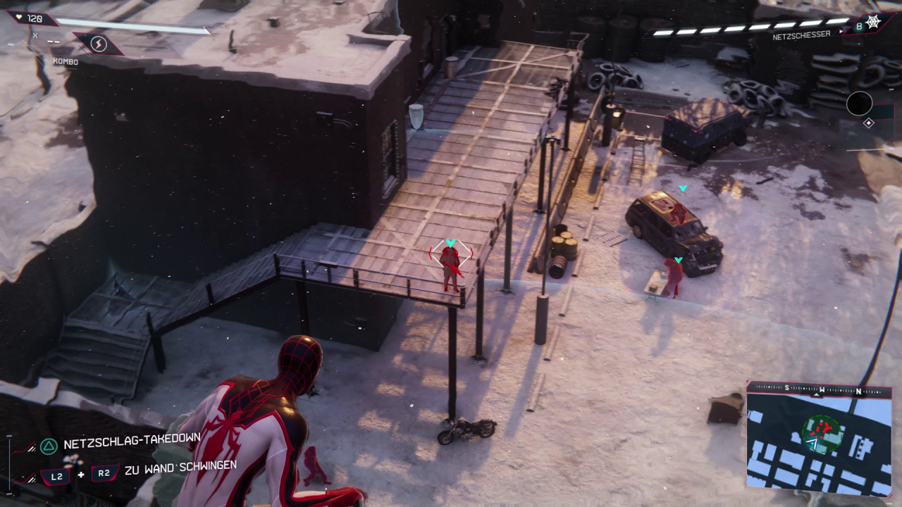 [05/11/2020] Setzt Spider-Man zum finalen Schlag an, wird das durch Zooms und Kameraschwenks wunderbar cineastisch dargestellt, ohne den Flow der Kämpfe zu stören. (PS5) (2)