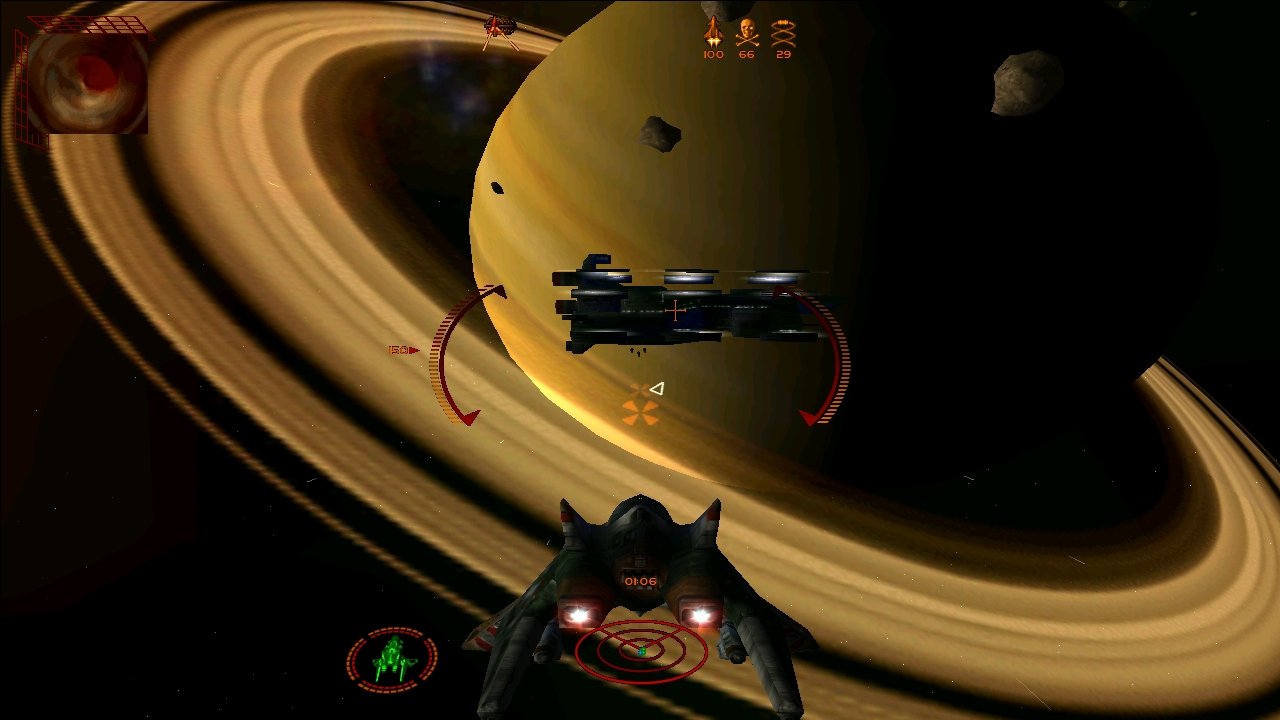 [15/12/2020] Starlancer spielt in unserem Sonnensystem. In dieser Szene will die Allianz eine Station in der Nähe des Saturns angreifen. Der Spieler muss vorher die Satellitensysteme zerstören