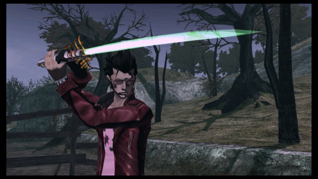 [02/12/2020] Travis Touchdown zückt seine Waffe um sich auf den bevorstehenden Kampf vorzubereiten.&nbsp;