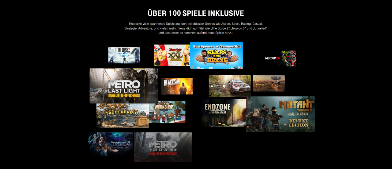 [11/12/2020] Magenta Gaming: ​Spiele-Flatrate mit mehr als 100 Spielen! Eine Auswahl der enthaltenen Titel.