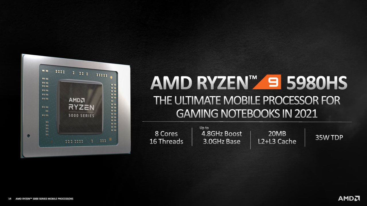 [12/01/2021] AMD stellte zwei mobile CPU-Familien vor - der Ryzen 9 5980HS ist dabei das Topmodell.