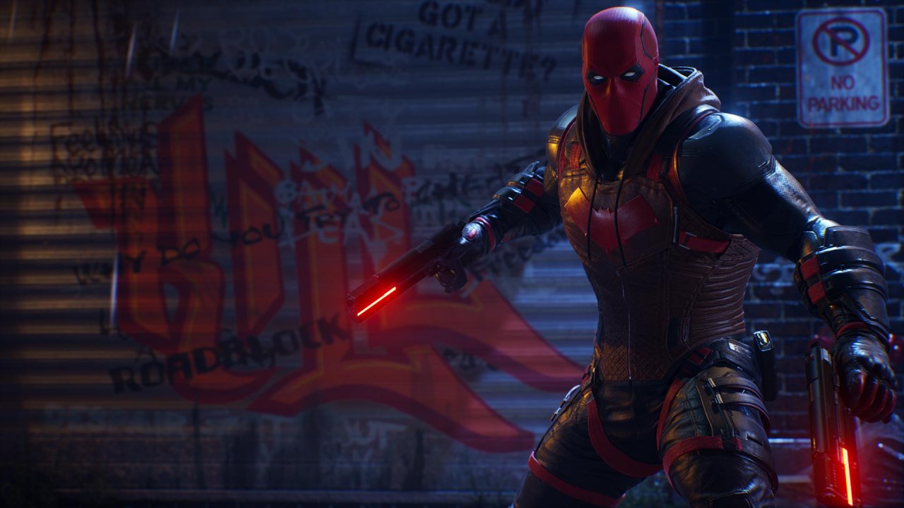 [20/01/2021] Im Gegensatz zu seinen prügelnden Kumpanen setzt Jason Todd als Red Hood auf die Durchschlagskraft seiner Schusswaffen.